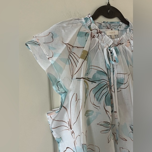 New! Parker Brand from Nordstrom, Floral Ruffle Sleeve Top Women’s Size medium - Picture 6 of 15